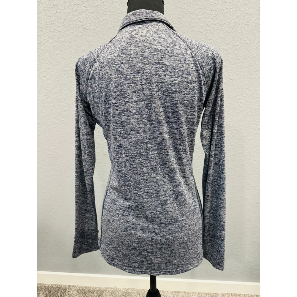 Under Armour Women's HeatGear Quarter-Zip Pullover Heathered Navy Blue- Sz S - Picture 5 of 6